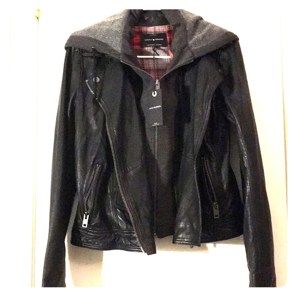 NWT Lucky Brand Leather Layered Jacket
